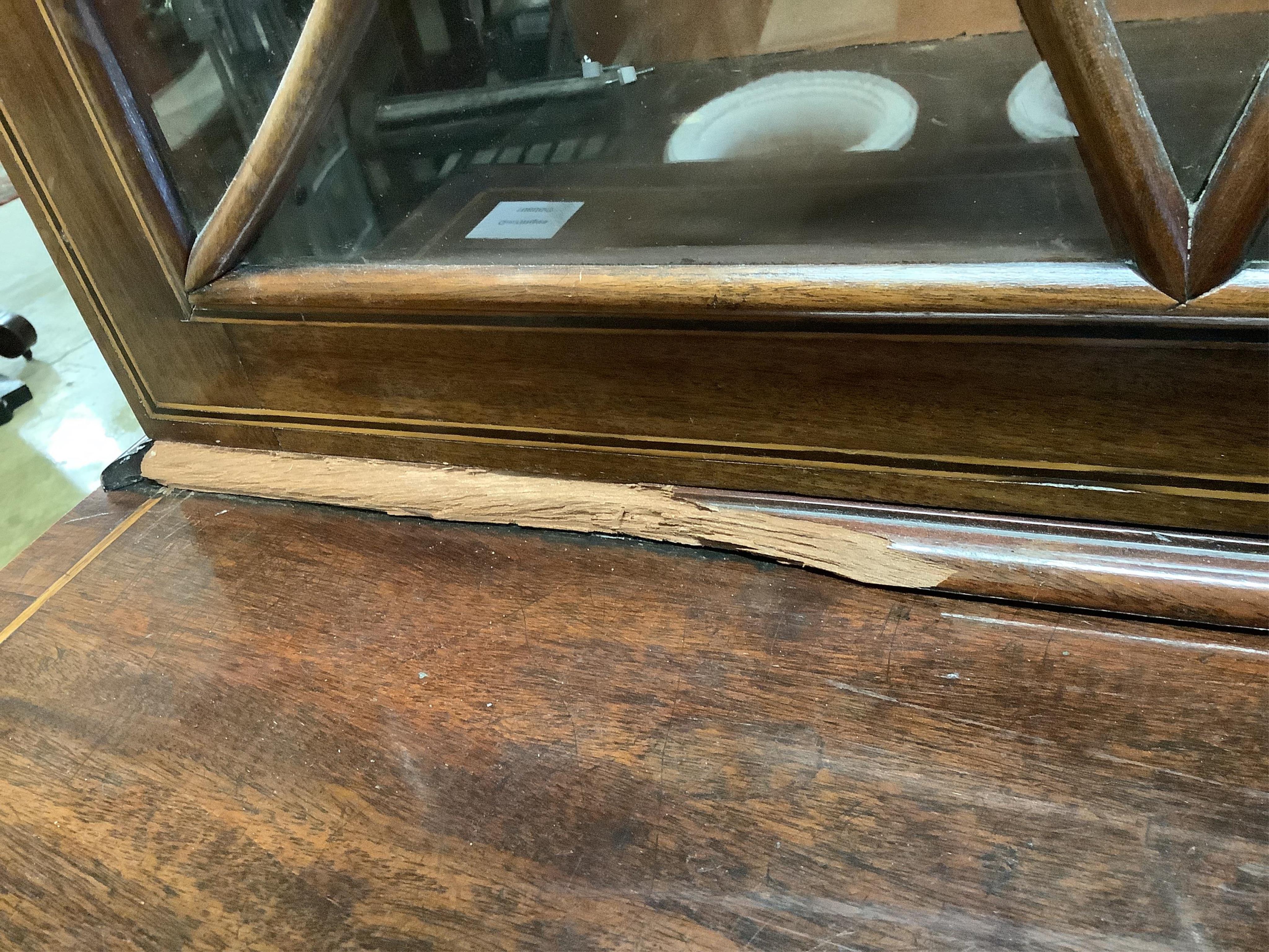 A George III mahogany secretaire bookcase, width 120cm, depth 53cm, height 224cm. Condition - fair